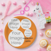 独自の文字テンプレートオレンジ色の写真を作成 ペーパープレート (パーティー)