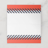 独自の文字トレンディーオレンジと青の追加ストライプ プレイスカード (外部開封)
