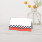 独自の文字トレンディーオレンジと青の追加ストライプ プレイスカード (裏面)