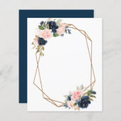 独自の文字ネイビーブルーフローラ結婚の (正面/裏面)