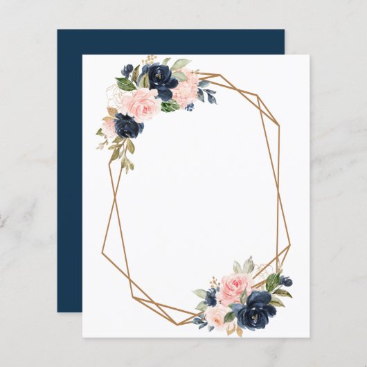 独自の文字ネイビーブルーフローラ結婚の