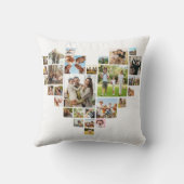 独自の文字ハート型フォトコラージュの追加 クッション (裏面)