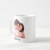 独自の文字パーソナライズされたとフォトマグカップの作成 コーヒーマグカップ (正面左)