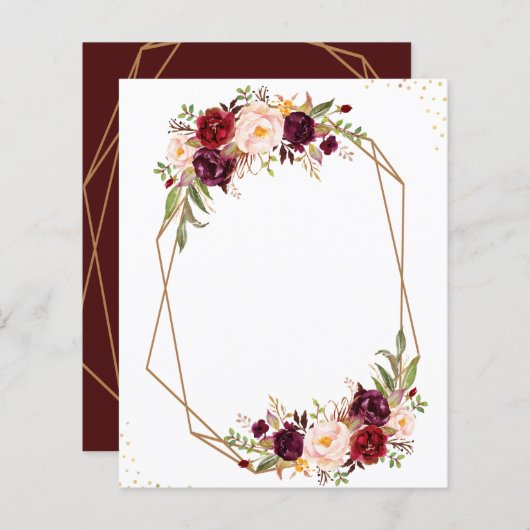 独自の文字ブルゴーニュ水彩フローラを追加 (正面/裏面)