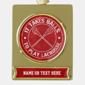 独自の文字ラクロスクリスマスオーナメントの追加 ゴールドプレートバナーオーナメント (正面)