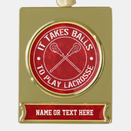 独自の文字ラクロスクリスマスオーナメントの追加 ゴールドプレートバナーオーナメント