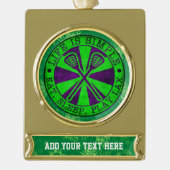 独自の文字ラクロスクリスマスオーナメントの追加 ゴールドプレートバナーオーナメント (正面)