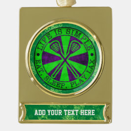 独自の文字ラクロスクリスマスオーナメントの追加 ゴールドプレートバナーオーナメント