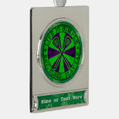 独自の文字ラクロスクリスマスオーナメントの追加 シルバープレートバナーオーナメント (右)