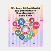 独自の文字引用文の追加サステナビリティゴール2030 フリースブランケット (正面)