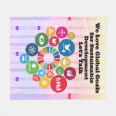 独自の文字引用文の追加サステナビリティゴール2030 フリースブランケット (正面(横))