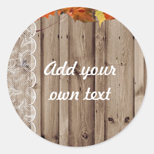 独自の文字秋招待状の追加 ラウンドシール (正面)