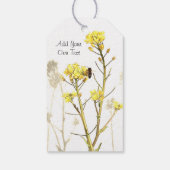独自の文字黄色の花を追加 ギフトタグ (裏面)