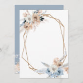 独自の文字pampass埃の青い幾何学的を追加 招待状 (正面/裏面)