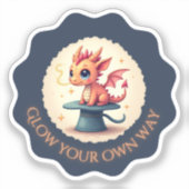 独自の方法で輝く – かわいいドラゴンステッカー シール (正面)