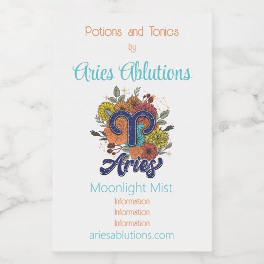 独自の星空のフローラ〔占星術の〕十二宮図の作成 ワインラベル (シングルラベル)