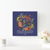 独自の星空の作成フローラ山羊座〔占星術の〕十二宮図 スクエア壁時計 (ホーム)