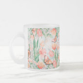 独自の春の花と蝶を作成 フロストグラスマグカップ (左)