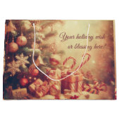 独自の暖かいクリスマスツリーとペパーミントを作成 ラージペーパーバッグ (正面)