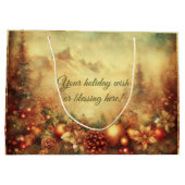 独自の暖かいクリスマスマウンテンリースを作成 ラージペーパーバッグ (裏面)