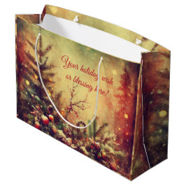 独自の暖かいビンテージのクリスマスパインを作成 ラージペーパーバッグ