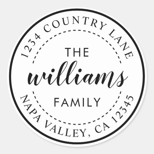 独自の書道モダン差出人住所の作成 ラウンドシール (正面)