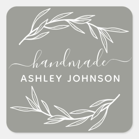 独自の月桂樹の作成葉 スクエアシール (正面)