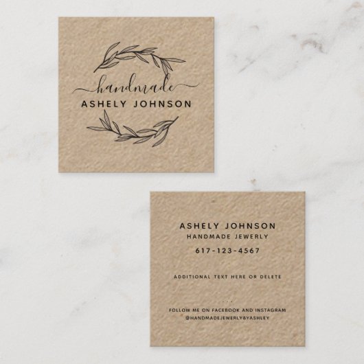 独自の月桂樹の緑を葉作成する スクエア名刺 (正面/裏面)