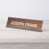 独自の木目パーソナライズされた写真を素朴作成 デスクネームプレート (正面)