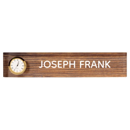 独自の木目パーソナライズされた写真を素朴作成 デスクネームプレート (正面)