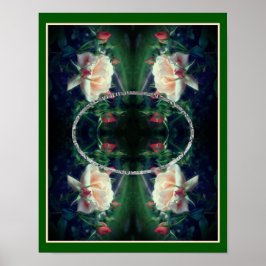 独自の桃のバラと芽のフレームを作成 ポスター