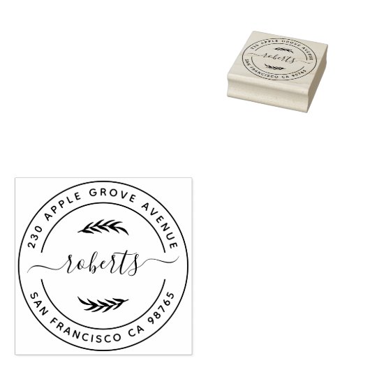 独自の植物の作成葉差出人住所 ラバースタンプ (押印)