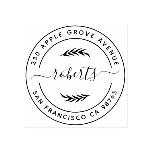 独自の植物の作成葉差出人住所 ラバースタンプ (インプリント)