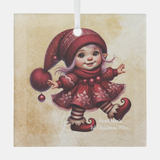 独自の歩くヴィンテージクリスマス格言の作成 ガラスオーナメント (正面)