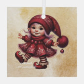 独自の歩くヴィンテージクリスマス格言の作成 ガラスオーナメント (裏面)