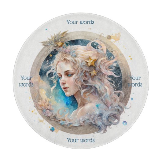 独自の水の色を作成する《星座》乙女座ガラス祭壇ボード カッティングボード (正面)