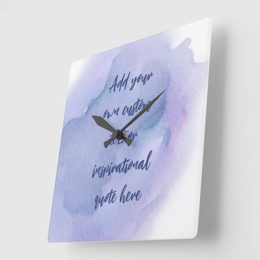 独自の水彩の作成やる気を起こさせる引用文 スクエア壁時計 (傾斜)