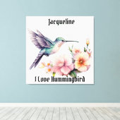 独自の水彩ハミングバード名前をカスタムするの作成 キャンバスプリント (インサイチュ (ウッドフロア))