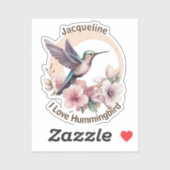 独自の水彩ハミングバード名前をカスタムするの作成 シール (シート)