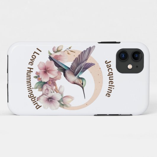 独自の水彩ハミングバード名前をカスタムするの作成 Case-Mate iPhoneケース (裏面(横))