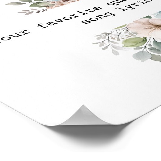 独自の水彩作成フローラカスタム引用文 ポスター (角)