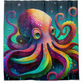 独自の水彩可愛い海のタコの写真を作成 シャワーカーテン (正面)