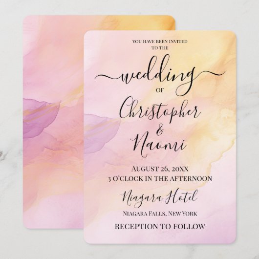 独自の水彩背景を作成する 招待状 (正面/裏面)