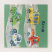 独自の水彩車モノグラムのを作成する ジグソーパズル (横)