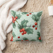 独自の水玉模様と赤いホリーグリーンを作成 クッション (ブランケット)