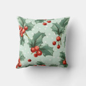 独自の水玉模様と赤いホリーグリーンを作成 クッション (裏面)