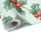 独自の水玉模様と赤いホリーグリーンを作成 ラッピングペーパー (ロールコーナー)