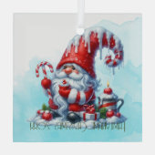 独自の氷のペパーミントクリスマス格言を作成 ガラスオーナメント (裏面)