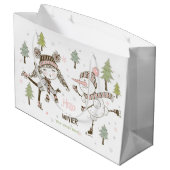 独自の氷の作成スケートで滑る冬の友だち ラージペーパーバッグ (裏面アングル)