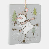 独自の氷の作成スケートで滑る冬雪だるま セラミックオーナメント (右)